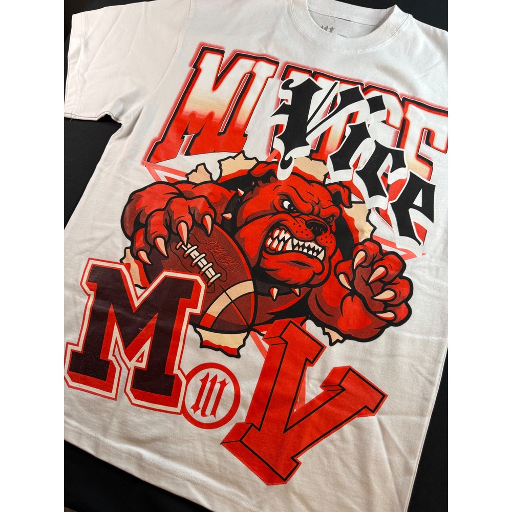 Mi-Vice Tyreek Hill Bulldog Football Graphic T-Shirt White Mens Large MV III